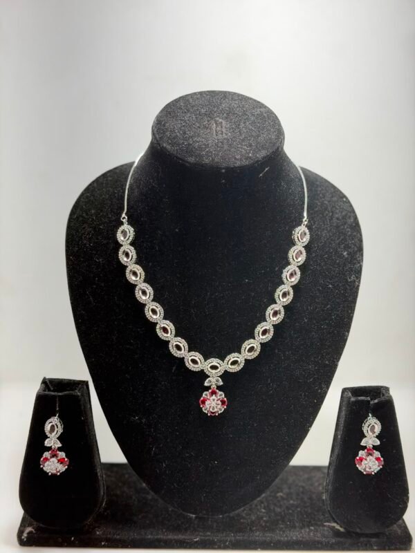 Elegant CZ Necklace Set – Bridal Crystal Jewellery Set with Matching Earrings
