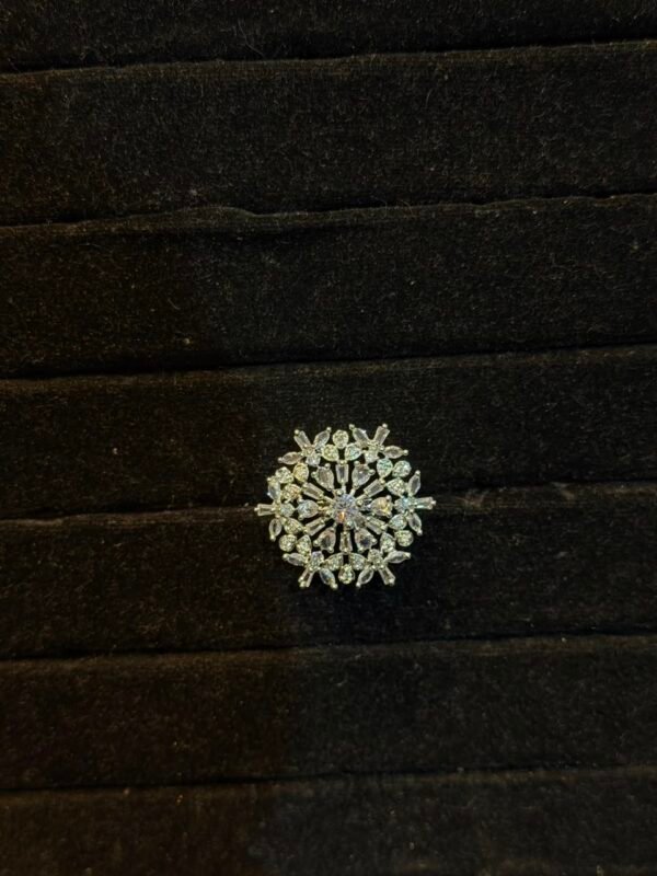 Dazzling Diamond-Simulant Snowflake Cluster Statement Ring