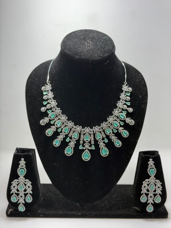 Elegant CZ Necklace Set – Bridal Crystal Jewelry with Matching Drop Earrings
