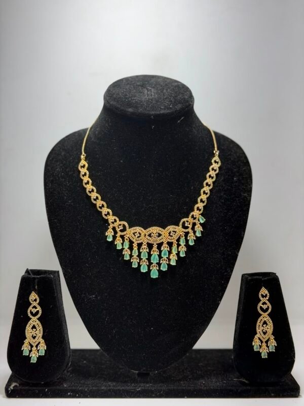 Gold & Silver Plated Necklace Set for Women with Earrings | dazzling Stone Traditional Jewellery Set | Bridal Wedding Necklace Set | Ethnic Party Wear Jewellery