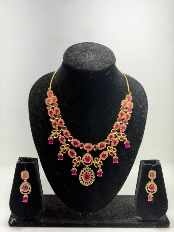 Traditional Gold Plated Choker Necklace Set with Polished Stones and Earing Set for Women & Girl | Party Occasion | Birthday & Wedding Gift