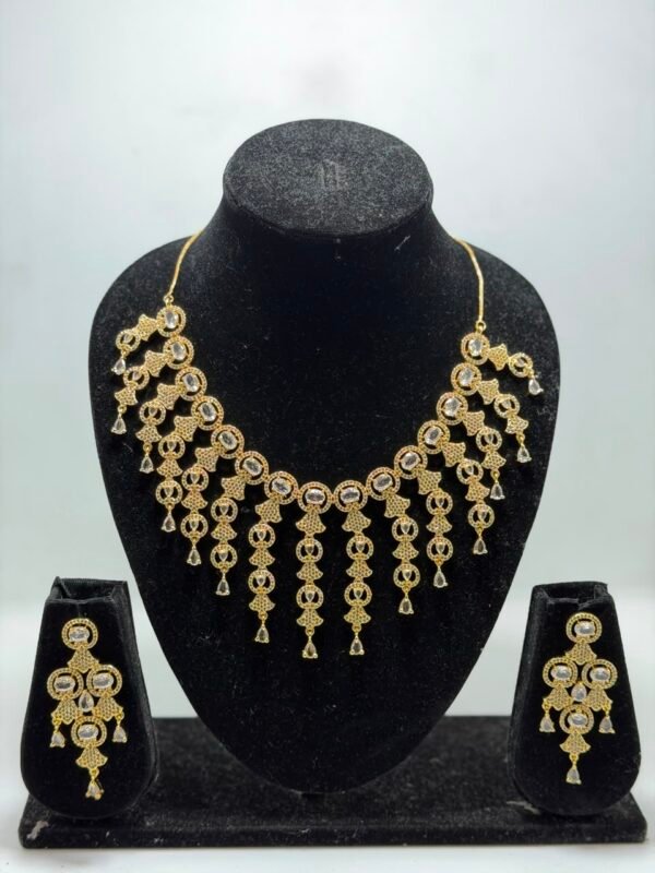 Elegant White American Diamond Necklace Set with Matching Earrings | Bridal & Party Wear Jewellery